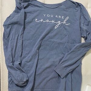 Blue Long Sleeve Shirt with Inspirational Text